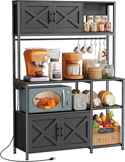 Kitchen Baker's Rack with Power Outlet & Cabinets