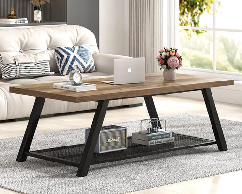 47" 2-Tier Coffee Table with Storage