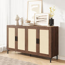 Rattan Buffet Cabinet with Storage – 48" Sideboard with Adjustable Shelves