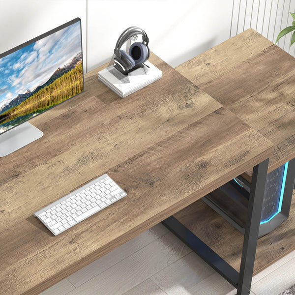 63-Inch Computer Desk with Printer Shelf & PC Tower Stand