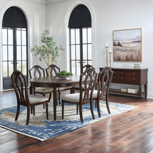 Traditional Upholstered Dining Chairs - Dark Brown & Tan, Set of 2