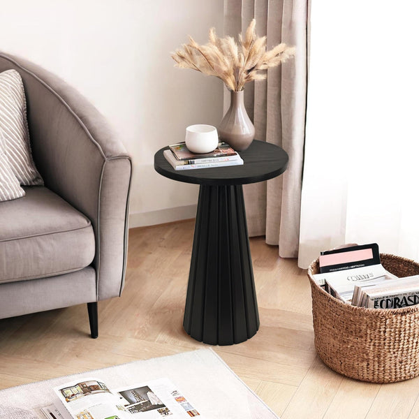 Round Fluted Pedestal Side Table