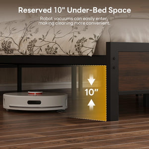 Queen & King Platform Bed Frame with Headboard | Mid-Century Modern