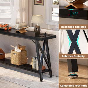 Console Table with Charging Station & Storage Shelf