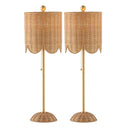 Coastal Rattan Table Lamp Set of 2 with Brass Gold Base