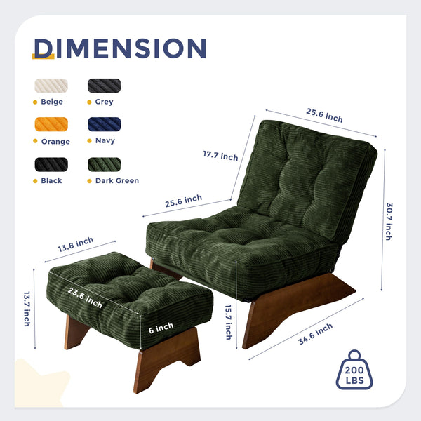 Accent Chair with Ottoman & Adjustable Backrest