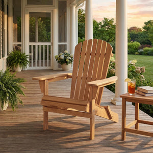 Folding Solid Wood Adirondack Chair with Pre-Assembled Backrest