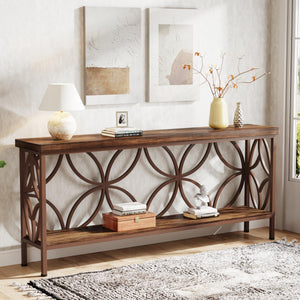 Narrow Sofa Console Table with 2-Tier Storage, 70.9"