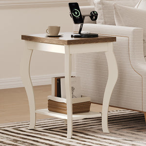 Curved Leg End Tables Set of 2 with Storage Shelf