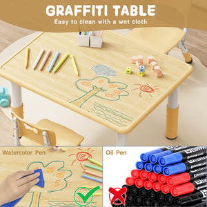 Kids Table & 2 Chairs Set – Height Adjustable, Graffiti Desktop, Multi-Activity, Ages 3–8