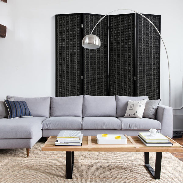 4-Panel Folding Wood Room Divider Privacy Screen
