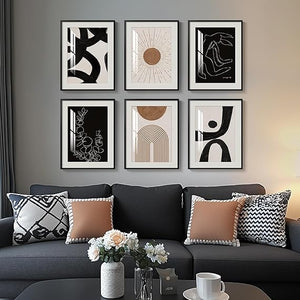 Framed Abstract Wall Art Set of 4 – Black & White Canvas Prints