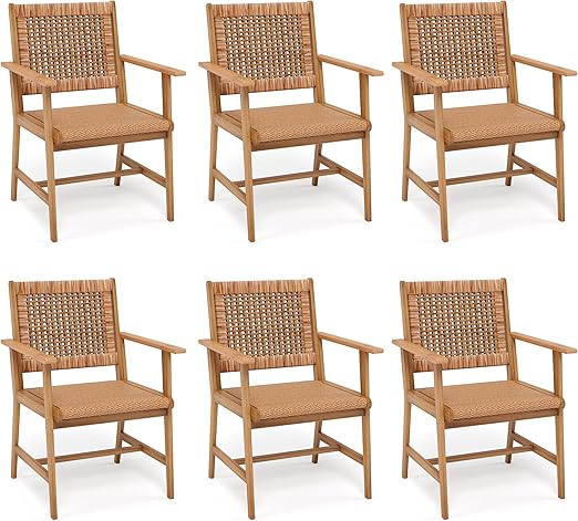 Acacia Wood Outdoor Dining Chairs with Cushions