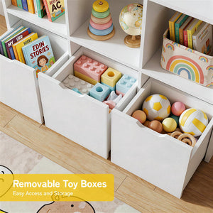 Kids Toy Storage Organizer with 3 Drawers & 5 Open Cubbies — Bookshelf Cabinet for Playroom & Nursery