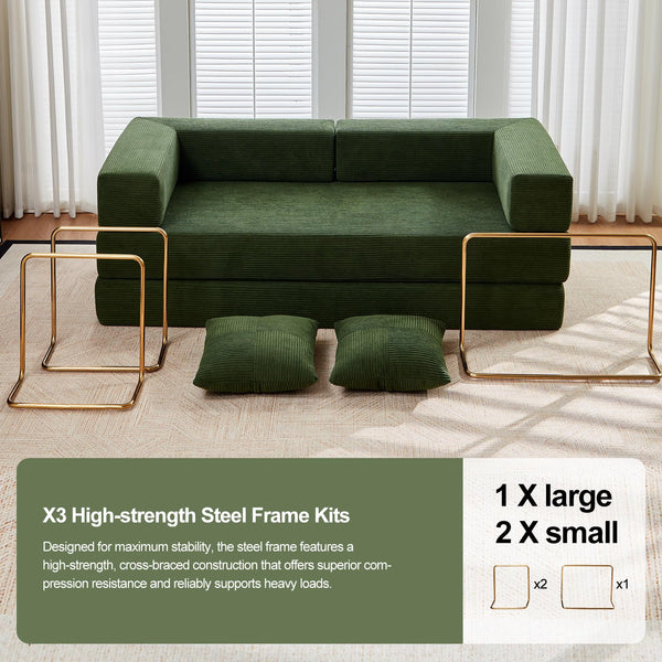 79" Convertible Sofa Bed – 5-in-1 Modular Futon Sleeper Couch