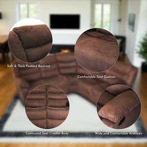 5-Seat L-Shaped Manual Reclining Sectional Sofa with Cup Holders