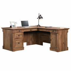 L-Shaped Executive Desk with File Cabinet & Storage Drawers
