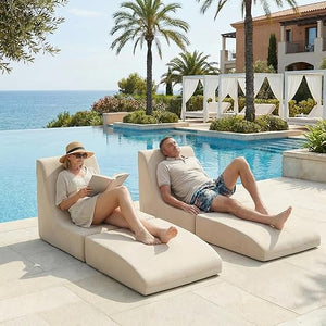 Foldable Outdoor Lounge Chair – Waterproof Bean Bag Chaise with Lumbar Support