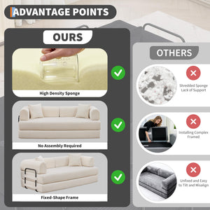 Convertible Sleeper Sofa Bed – Corduroy Folding Couch with Pillow