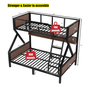 Metal Bunk Bed with LED Light & Storage Shelf