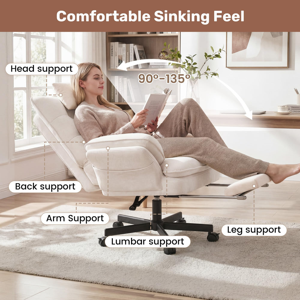 Criss Cross Office Chair with Foot Rest, Reclining Swivel Velvet Chair