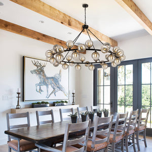 59-Inch Wagon Wheel Chandelier – 36-Light Farmhouse Pendant for High Ceilings