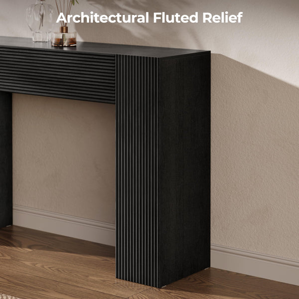 43" Fluted Narrow Console Table with Storage