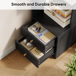 Corner Bookshelf with Drawers, 5-Tier, 70.87" Tall
