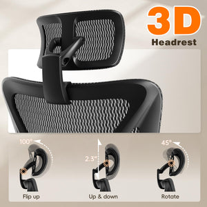 Ergonomic Mesh Office Chair with Footrest, Reclining Back & Adjustable Lumbar Support