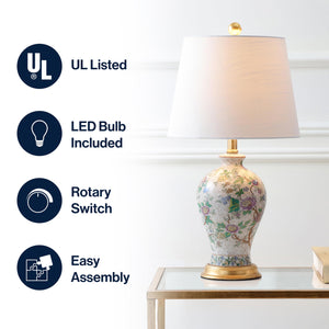 24" French Country Ceramic Floral Urn Table Lamp