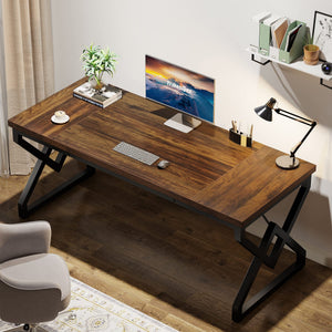 63-Inch Large Executive Office Desk with Metal Frame