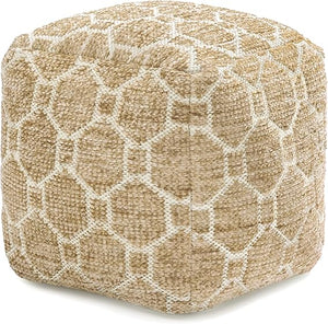 Round Pouf Ottoman Footrest – Cotton Polyester Floor Seating
