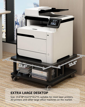 2-Tier Printer Stand with Wheels and Storage Shelf