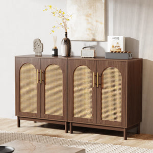 Rattan Sideboard Buffet Cabinet with Storage, 59 Inch