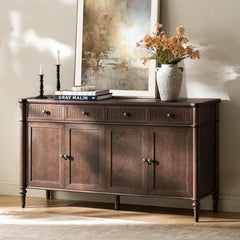 58" Wood Sideboard Cabinet with Fluted Drawers & 4 Doors