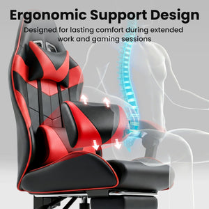 Ergonomic Gaming Chair with Footrest & Reclining Backrest