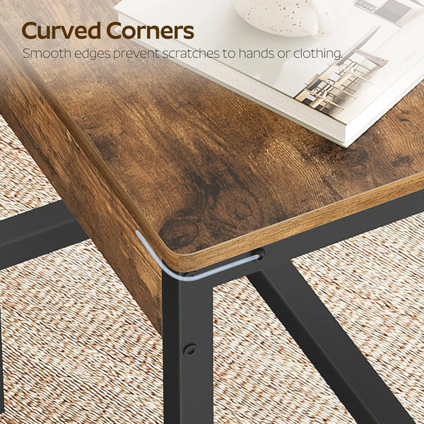 Industrial Dining Chairs Set with Metal Frame & Slanted Back