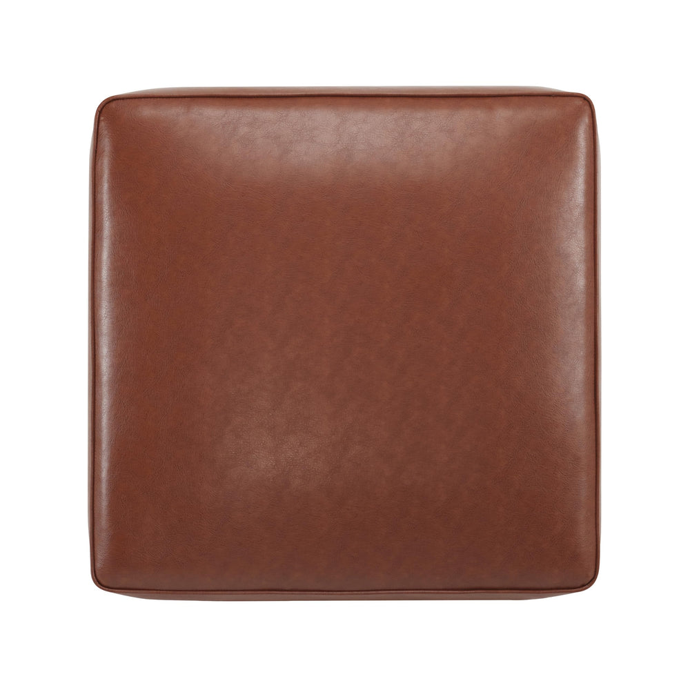Square Faux Leather Ottoman Pouf with Wood Frame