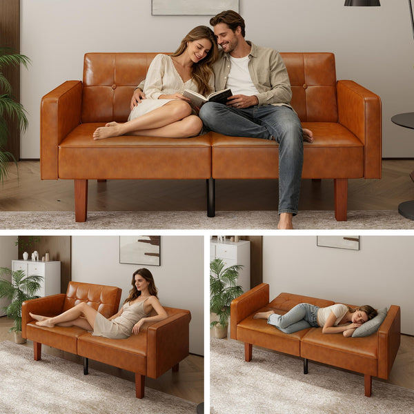 Convertible Futon Sofa Bed with Split Back