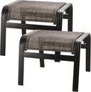 Outdoor Metal Patio Ottoman Footstool Set of 2