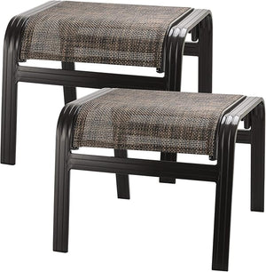 Outdoor Metal Patio Ottoman Footstool Set of 2