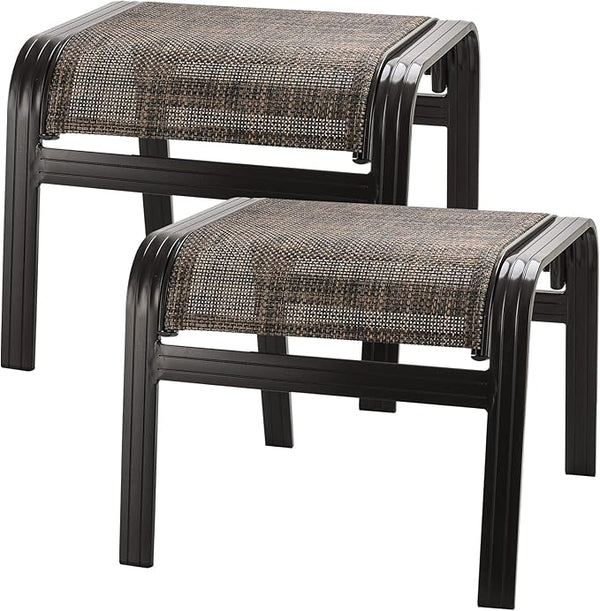 Outdoor Metal Patio Ottoman Footstool Set of 2