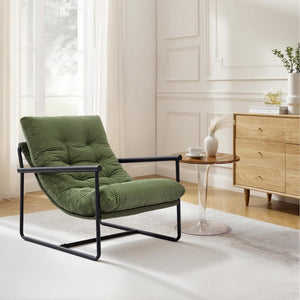 Modern Accent Chair with Metal Frame & Cushioned Seat