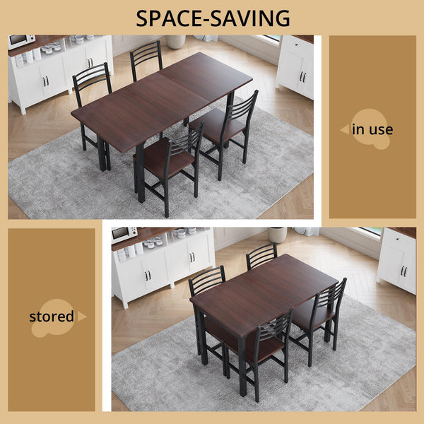 Extendable Dining Table Set with 4 Chairs for 4–6 People