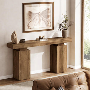 63-Inch Farmhouse Console Table with Wood Finish