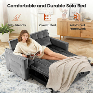 Convertible Sofa Bed with Adjustable Backrest & Side Pockets