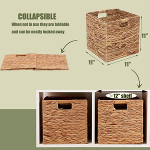 Water Hyacinth Cube Storage Baskets Set of 4