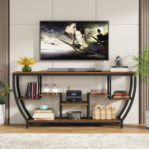 70.9" Industrial Sofa Console Table with 7 Shelves