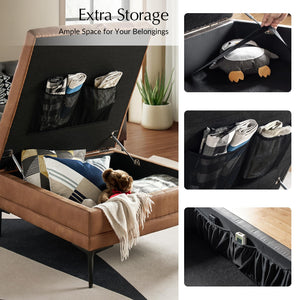 Square Storage Ottoman Coffee Table with Lift Top & Metal Legs