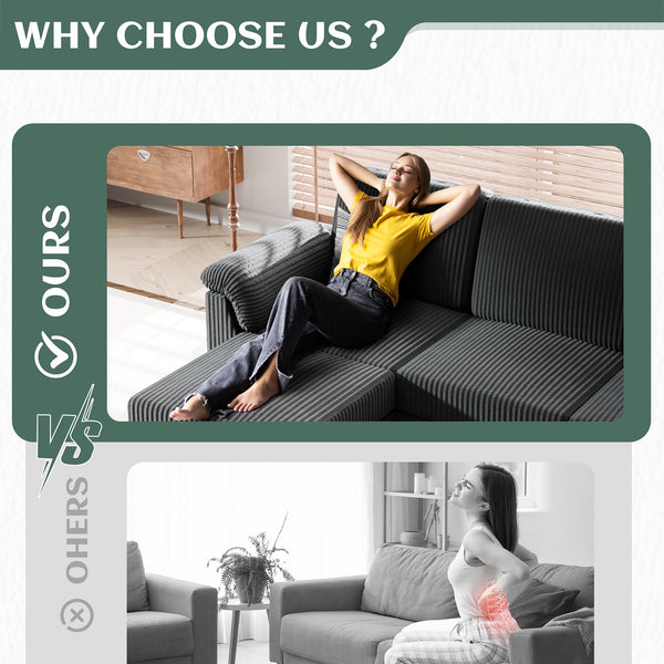 Convertible Sectional Sofa with Ottoman & Removable Pillows